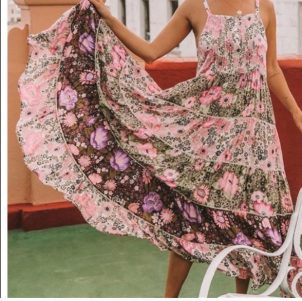 Spell Desert Daisy Maxi Sundress Size L in Lilac NWT
